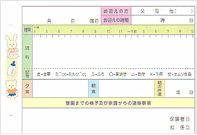 画：連絡帳（みやのもり→おうちへの記入欄）